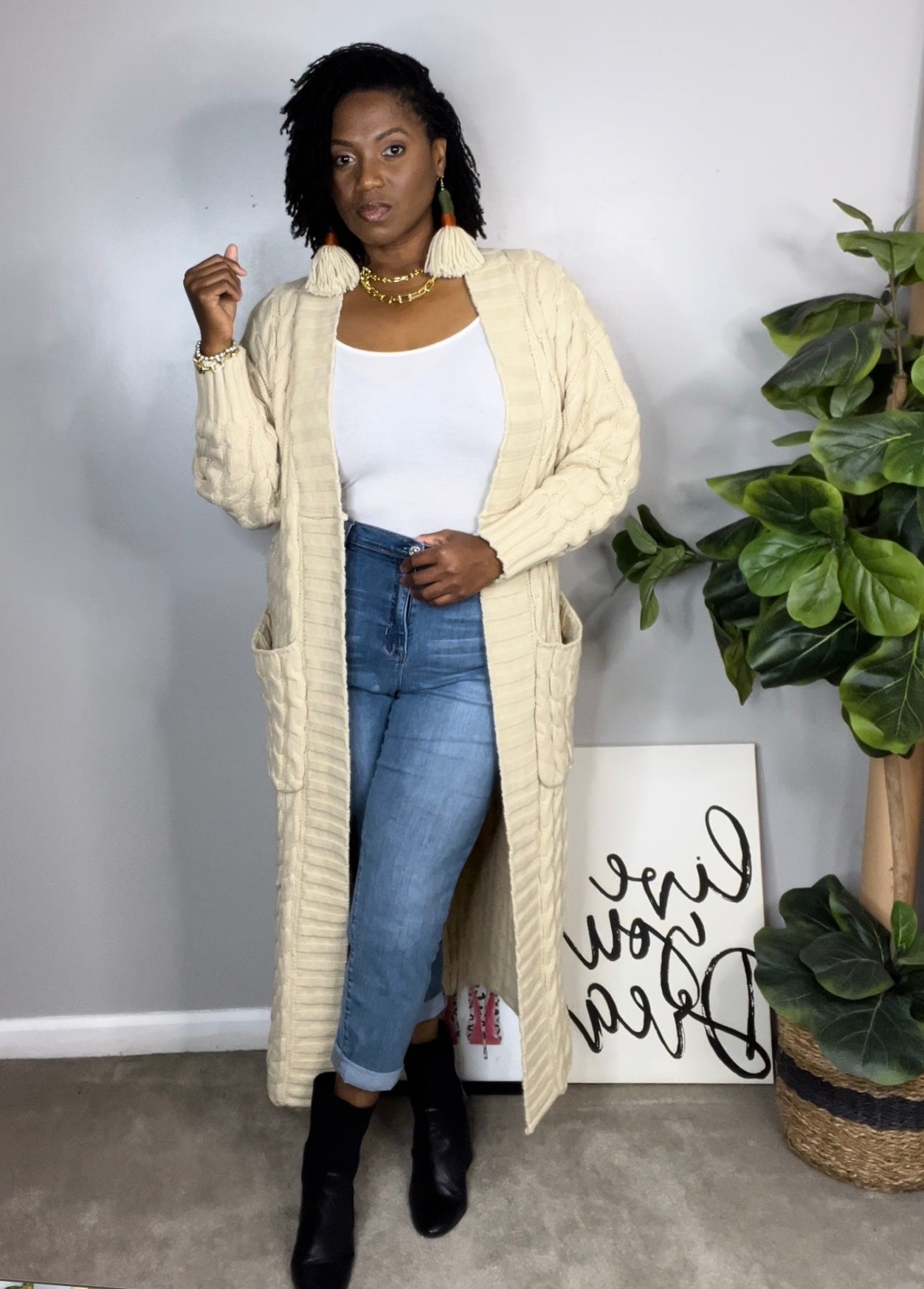 ALWAYS BE CHIC MAXI CARDIGAN | CREAM