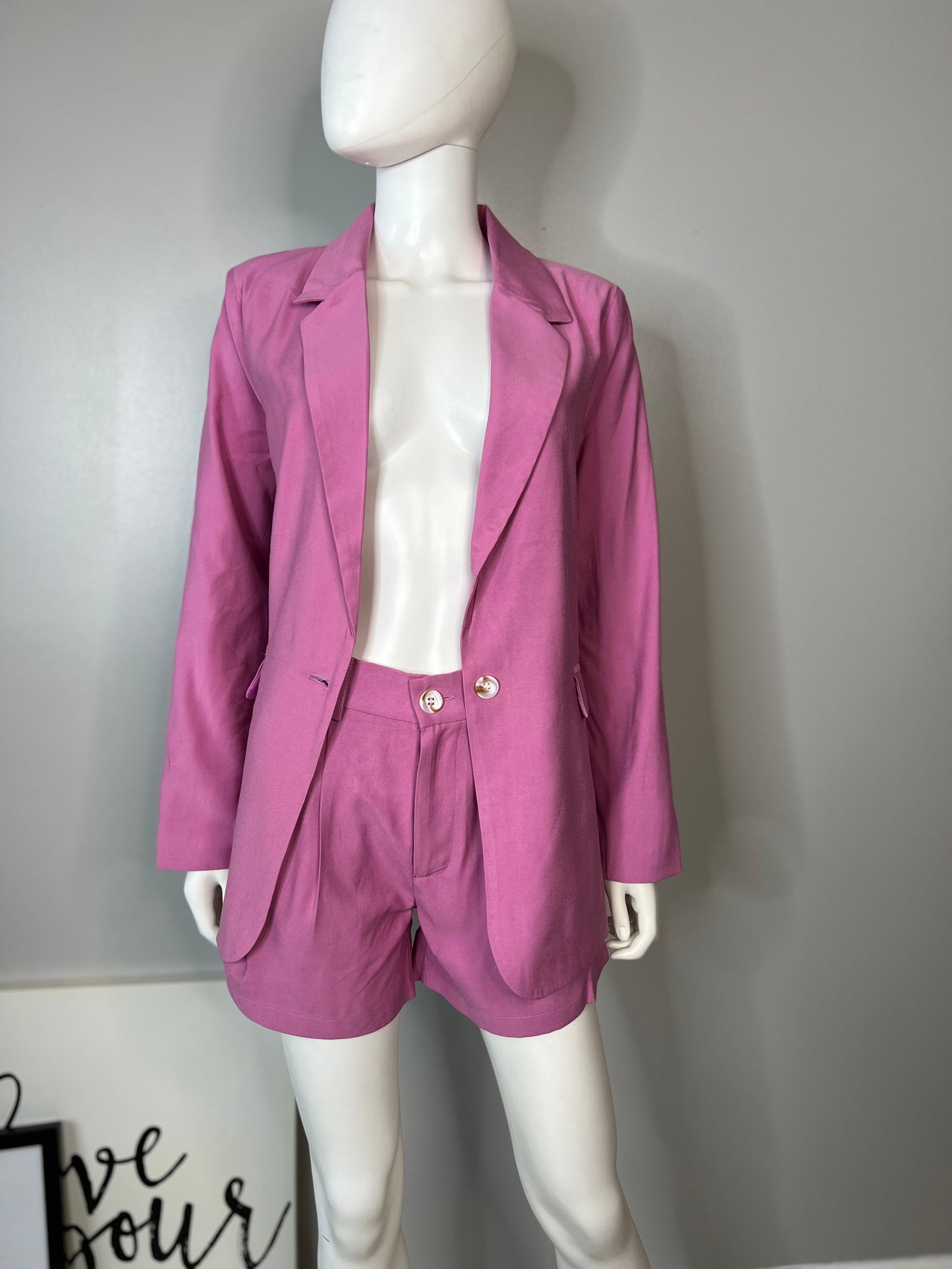 Single Button Blazer Short Set