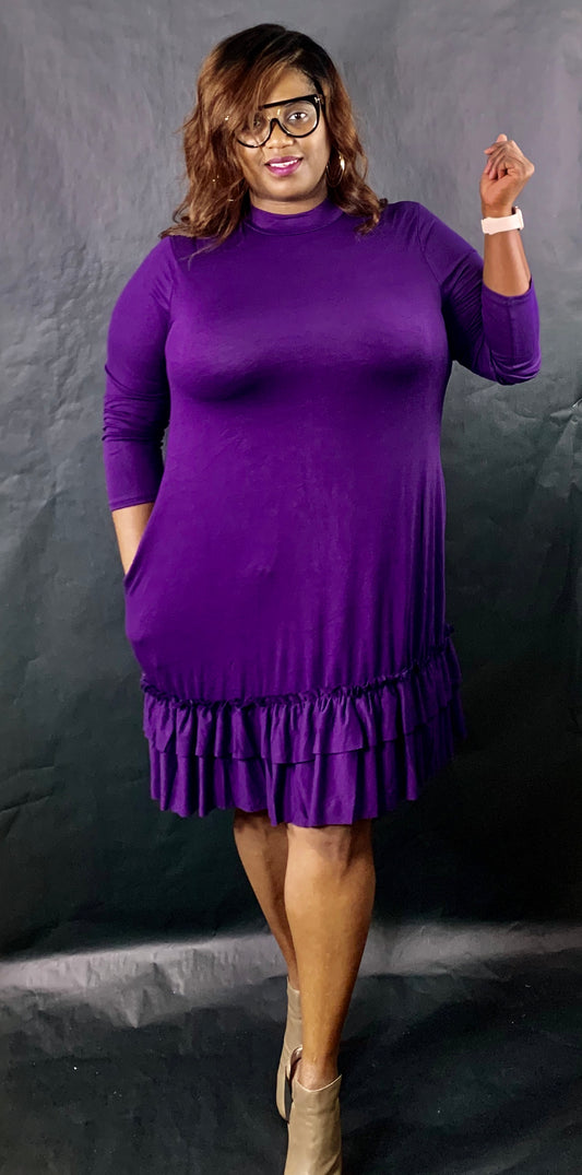 Flirty Ruffles Dress I Plum