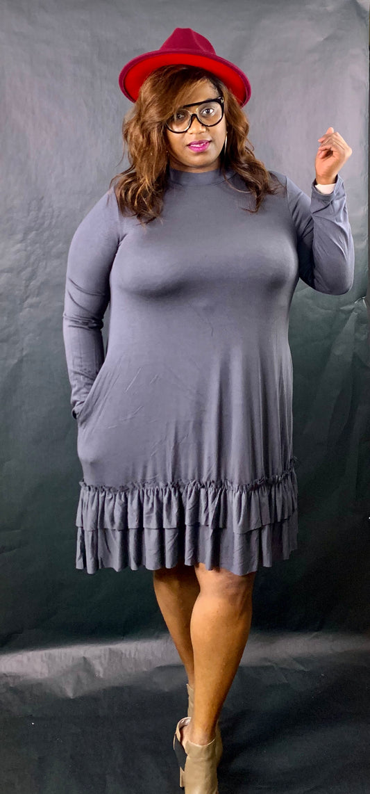 Flirty Ruffles Dress | Gray