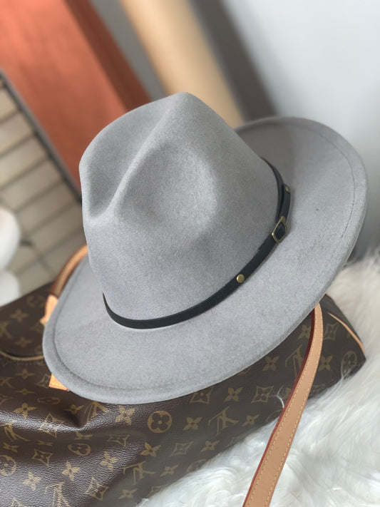 GRAY RED BOTTOM FEDORA